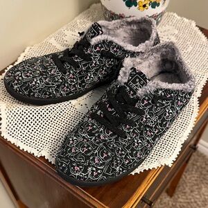 BOBS from Skechers Black Quilted Slip-On Sneakers with cat Accents